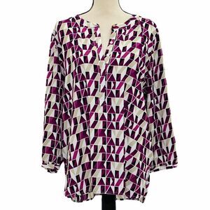 JM Collection Geometric Flowy Blouse Sz Xl